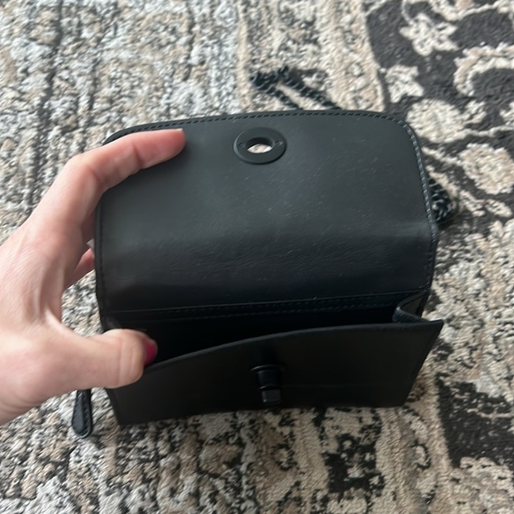 NWT Coach black suede and leather chained wallet
